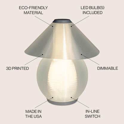 Opal Modern Contemporary Plant-Based Pla 3D Printed Dimmable Led Table Lamp