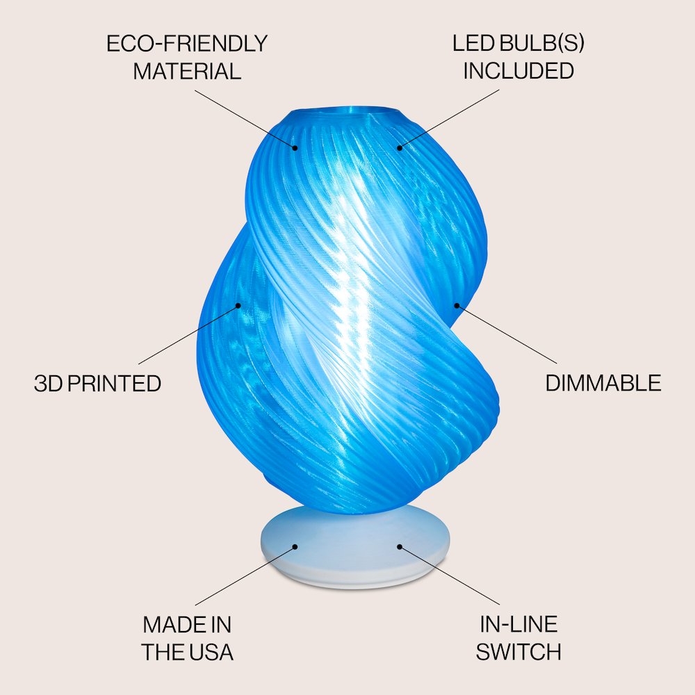 Gema Mid-Century Coastal Plant-Based Pla 3D Printed Dimmable Led Table Lamp