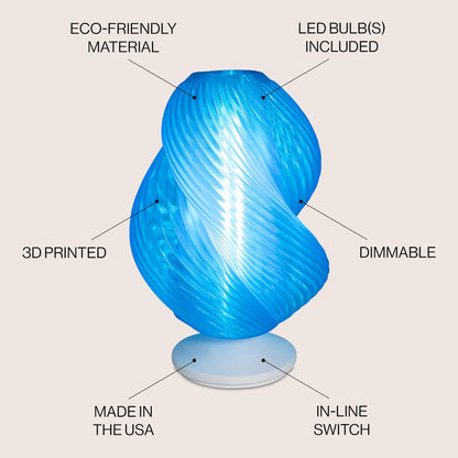 Gema Mid-Century Coastal Plant-Based Pla 3D Printed Dimmable Led Table Lamp