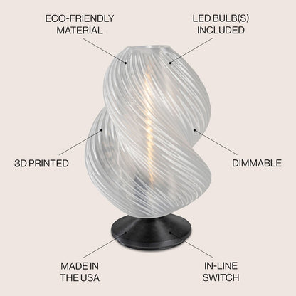 Gema Mid-Century Coastal Plant-Based Pla 3D Printed Dimmable Led Table Lamp