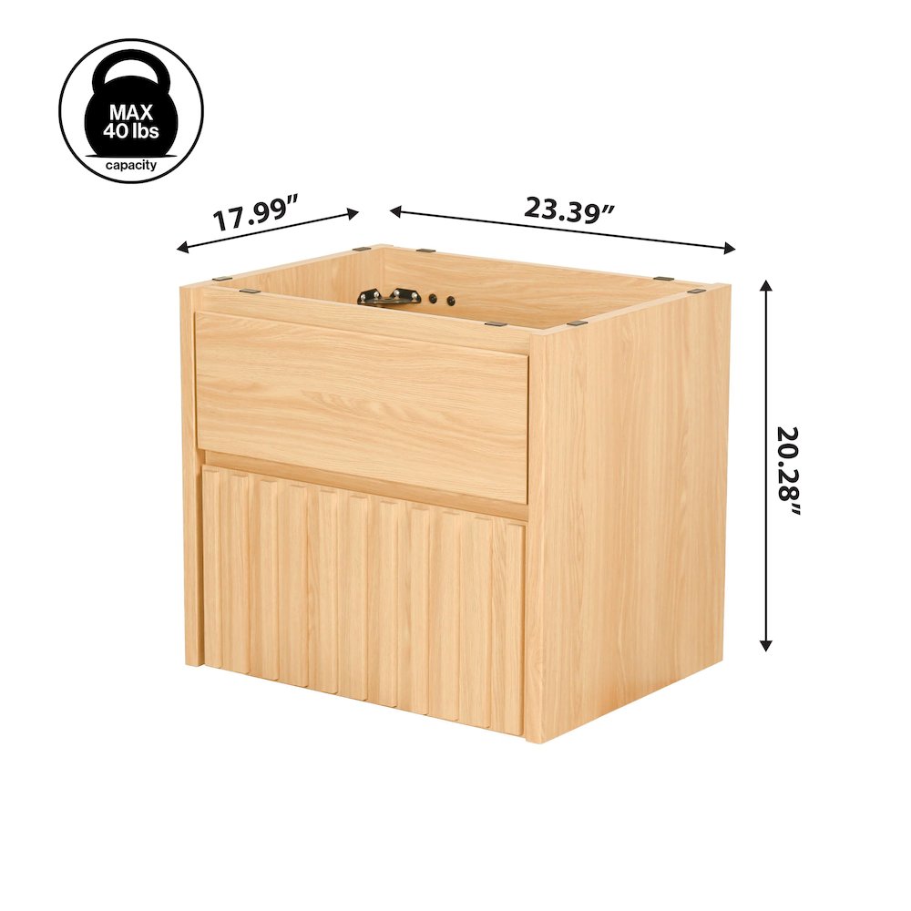 Sherwin 24 in. W Slatted 2-Drawer Wall-Mounted Floating Bathroom Vanity Cabinet