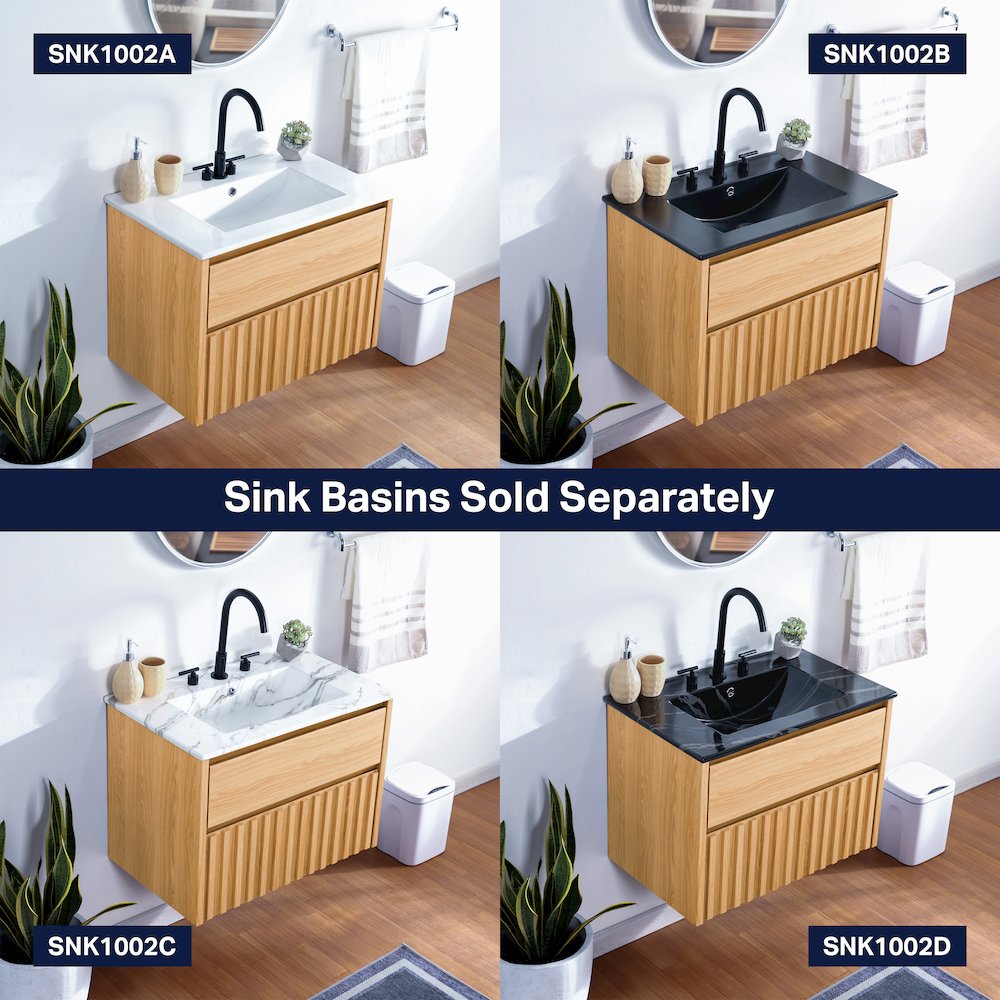 Sherwin 30 in. W Slatted 2-Drawer Wall-Mounted Floating Bathroom Vanity Cabinet