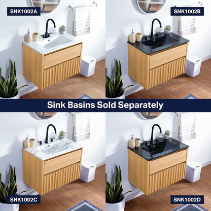 Sherwin 30 in. W Slatted 2-Drawer Wall-Mounted Floating Bathroom Vanity Cabinet