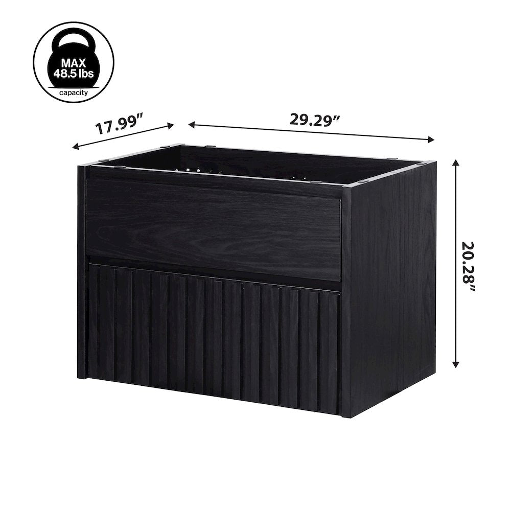 Sherwin 30 in. W Slatted 2-Drawer Wall-Mounted Floating Bathroom Vanity Cabinet
