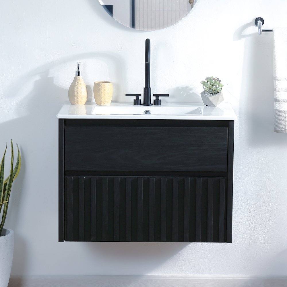 Sherwin 30 in. W Slatted 2-Drawer Wall-Mounted Floating Bathroom Vanity Cabinet