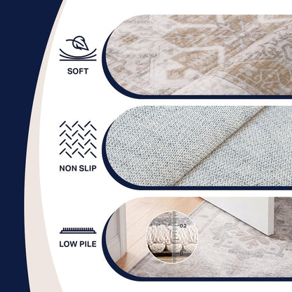 Eleanor Vintage Medallion Border Cream/Beige Area Rug