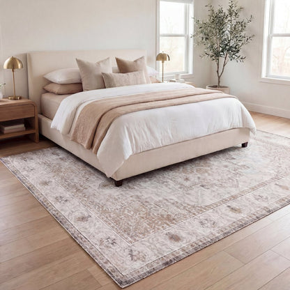 Eleanor Vintage Medallion Border Cream/Beige Area Rug