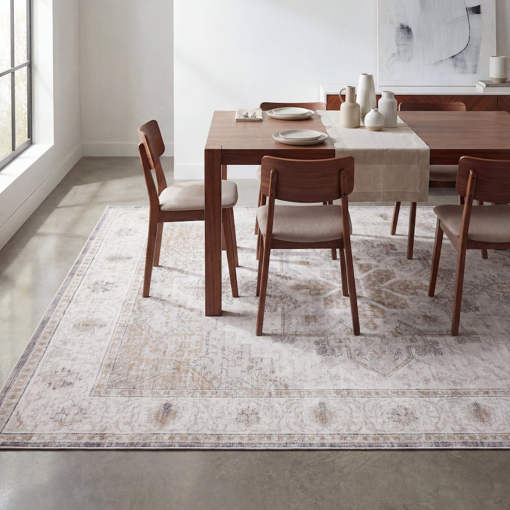 Eleanor Vintage Medallion Border Cream/Beige Area Rug