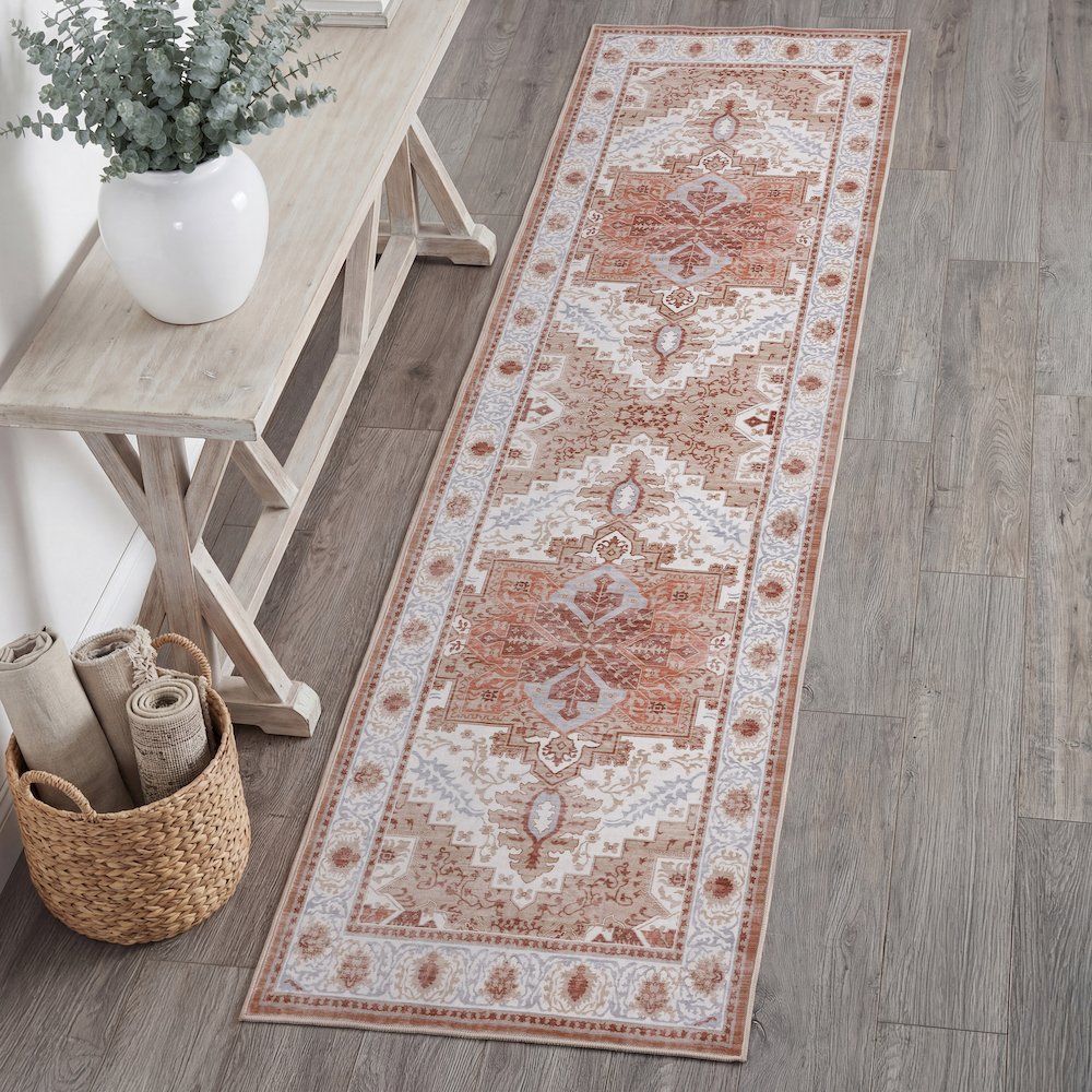 Eleanor Vintage Medallion Border Cream/Terra Runner Rug