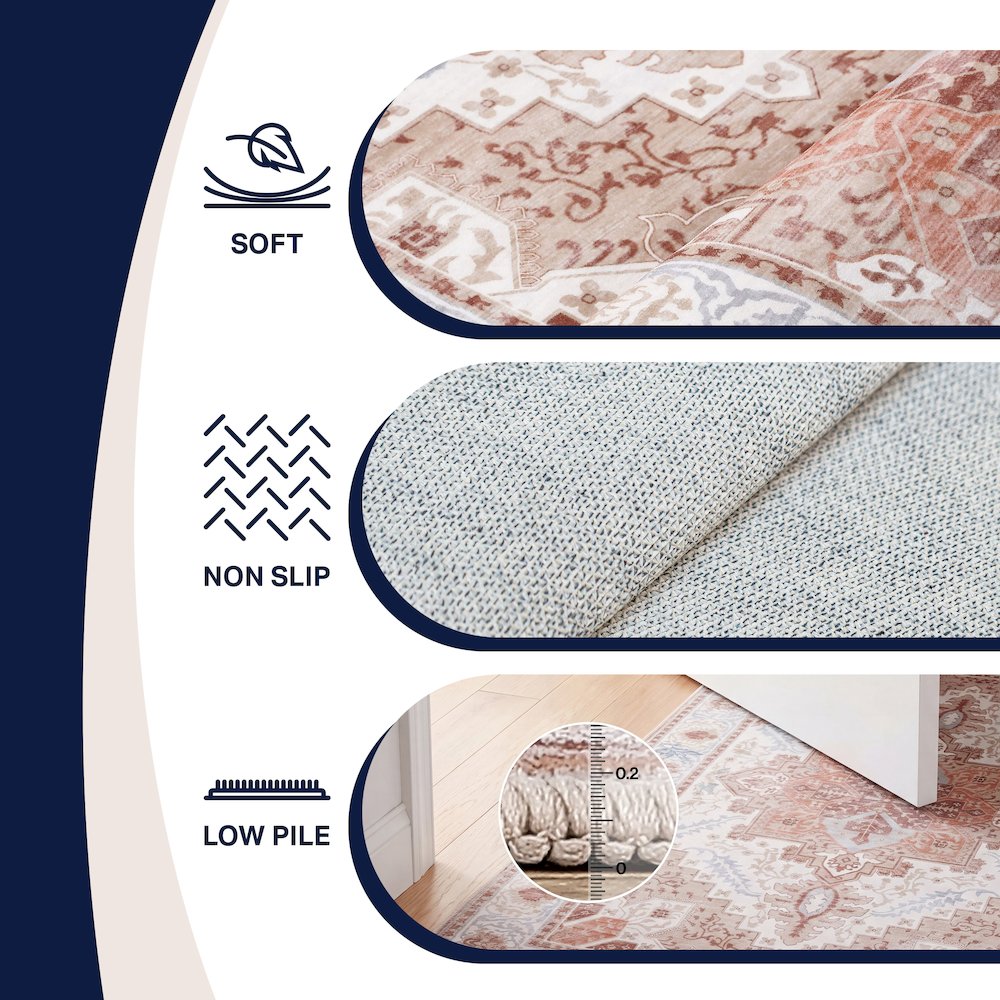 Eleanor Vintage Medallion Border Cream/Terra Area Rug