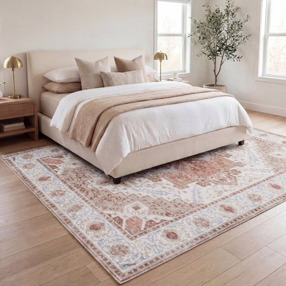 Eleanor Vintage Medallion Border Cream/Terra Area Rug