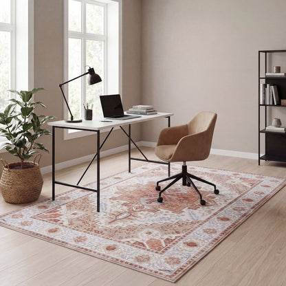 Eleanor Vintage Medallion Border Cream/Terra Area Rug