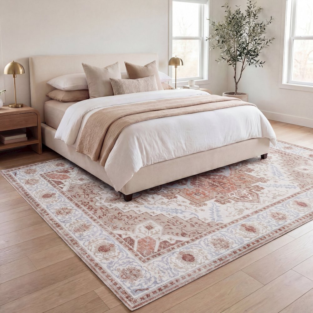 Eleanor Vintage Medallion Border Cream/Terra Area Rug