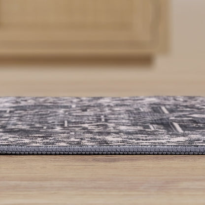Eleanor Vintage Medallion Border Dark Gray/Multi Area Rug