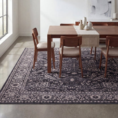 Eleanor Vintage Medallion Border Dark Gray/Multi Area Rug