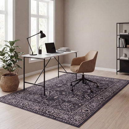 Eleanor Vintage Medallion Border Dark Gray/Multi Area Rug