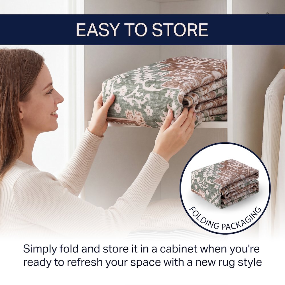 Eleanor Vintage Medallion Border Green/Brown Area Rug