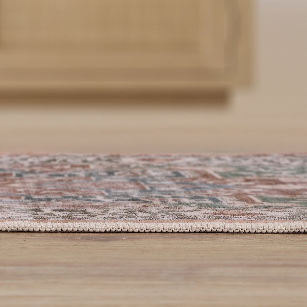 Eleanor Vintage Medallion Border Green/Brown Area Rug