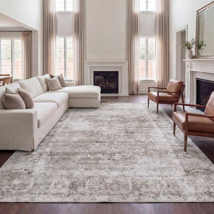Arabella Vintage Floral Border Beige/Cream Area Rug