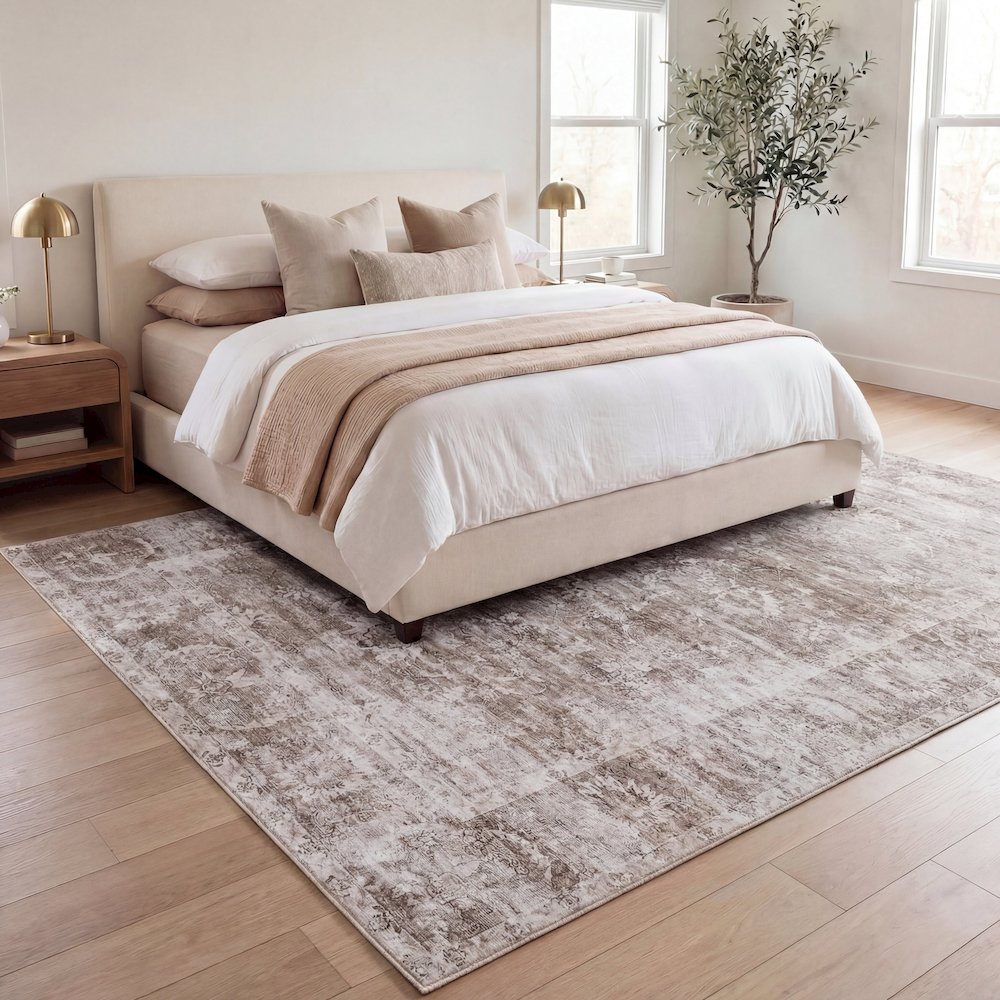 Arabella Vintage Floral Border Beige/Cream Area Rug