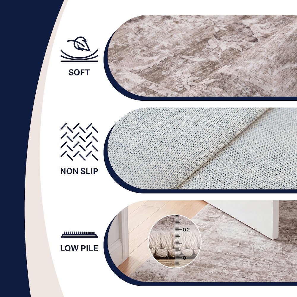 Arabella Vintage Floral Border Beige/Cream Area Rug