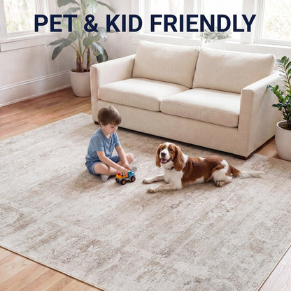 Arabella Vintage Floral Border Beige/Cream Area Rug