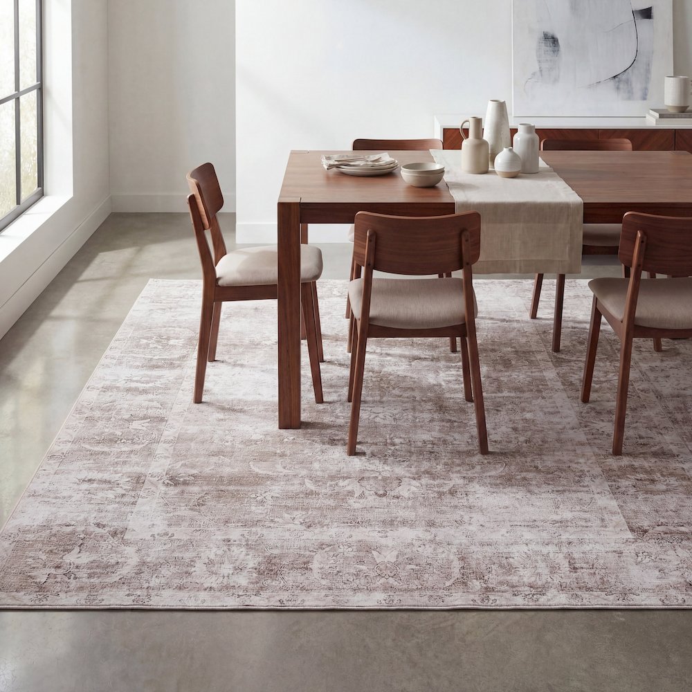 Arabella Vintage Floral Border Beige/Cream Area Rug