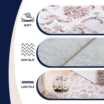 Arabella Vintage Floral Border Cream/Terra Area Rug