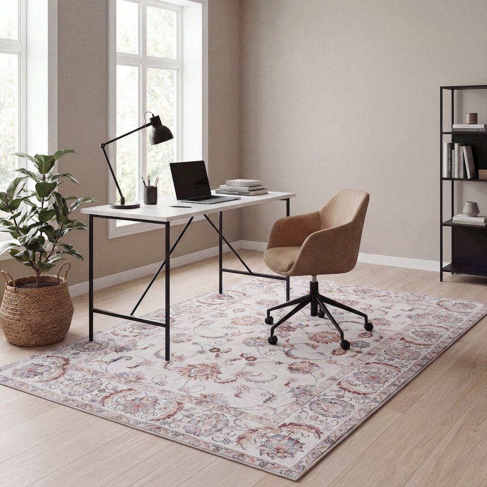 Arabella Vintage Floral Border Cream/Terra Area Rug