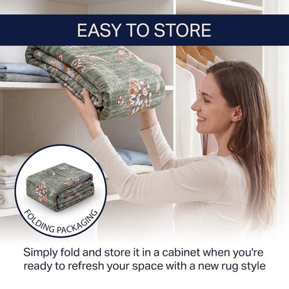 Arabella Vintage Floral Border Green/Brown Area Rug
