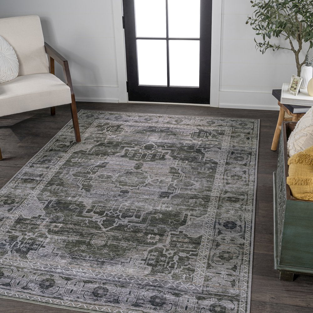 Alanya Ornate Medallion Machine-Washable Area Rug