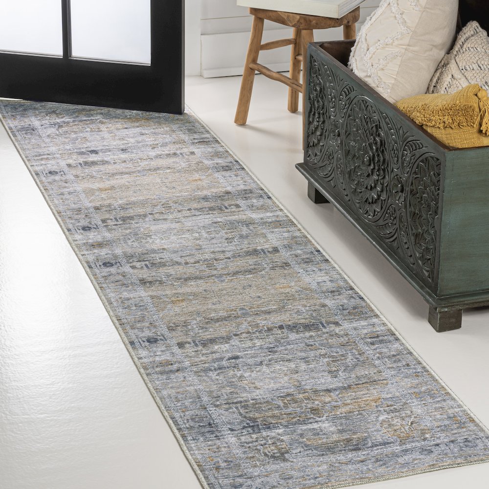 Alanya Ornate Medallion Machine-Washable Runner Rug