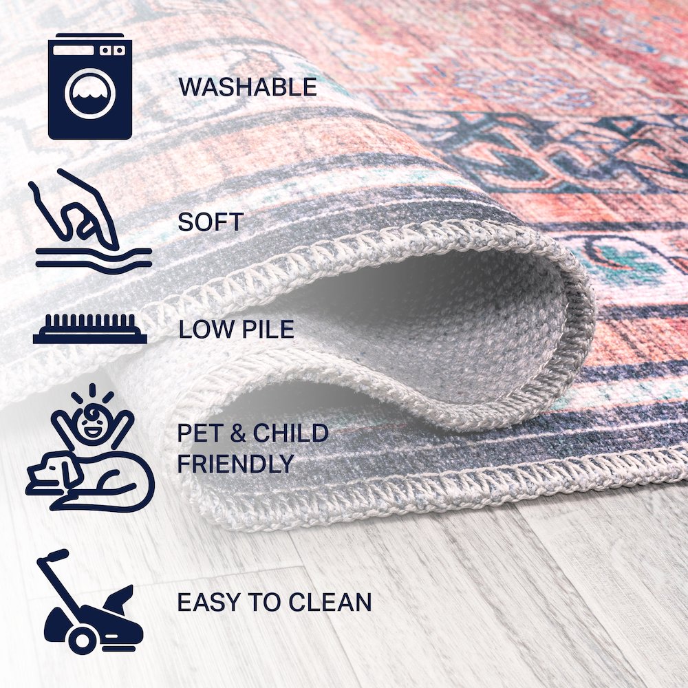 Dalyan Geometric Medallions Machine-Washable Runner Rug