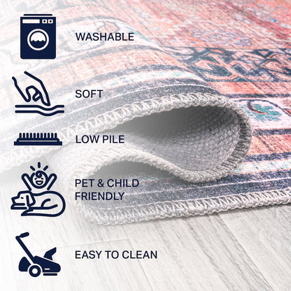 Dalyan Geometric Medallions Machine-Washable Runner Rug