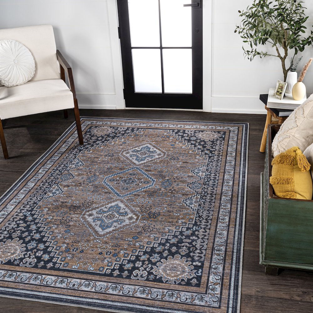 Dalyan Geometric Medallions Machine-Washable Area Rug