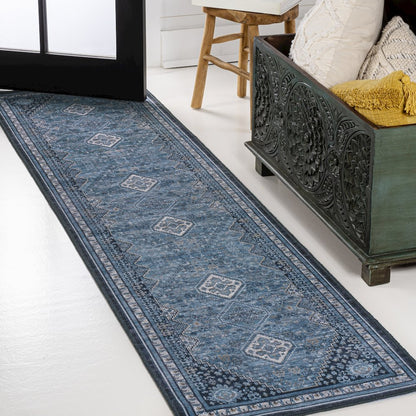 Dalyan Geometric Medallions Machine-Washable Runner Rug
