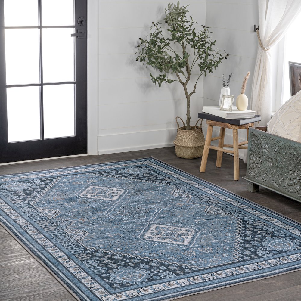 Dalyan Geometric Medallions Machine-Washable Area Rug