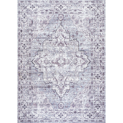 Didim Boho Gray Medallion Washable Indoor/Outdoor Area Rug