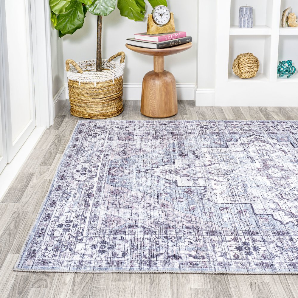 Didim Boho Gray Medallion Washable Indoor/Outdoor Area Rug