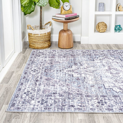 Didim Boho Gray Medallion Washable Indoor/Outdoor Area Rug