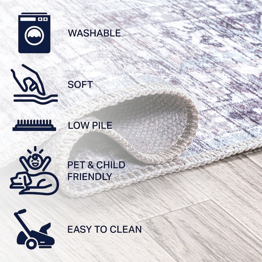 Didim Boho Gray Medallion Machine-Washable Runner Rug