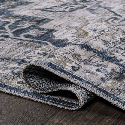 Didim Boho Gray Medallion Machine-Washable Runner Rug