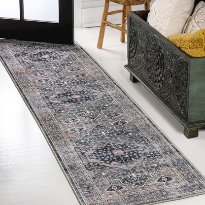 Alacati Ogee Medallion Machine-Washable Runner Rug