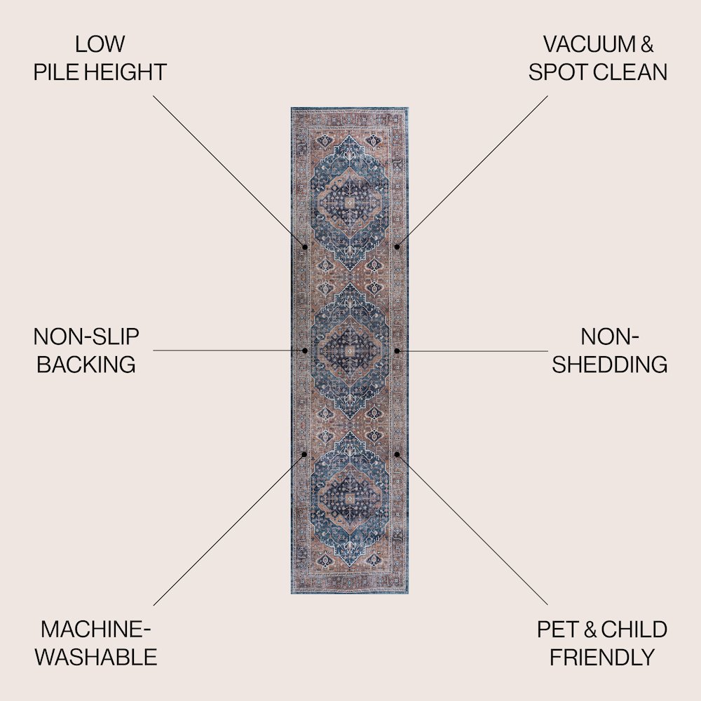 Alacati Ogee Medallion Machine-Washable Runner Rug
