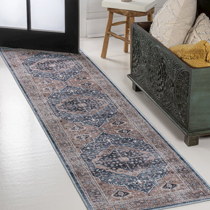 Alacati Ogee Medallion Machine-Washable Runner Rug