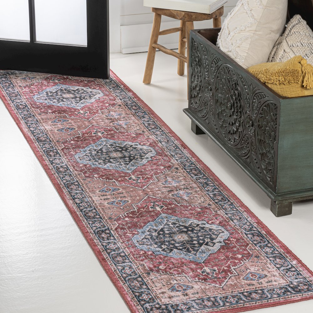 Alacati Ogee Medallion Machine-Washable Runner Rug
