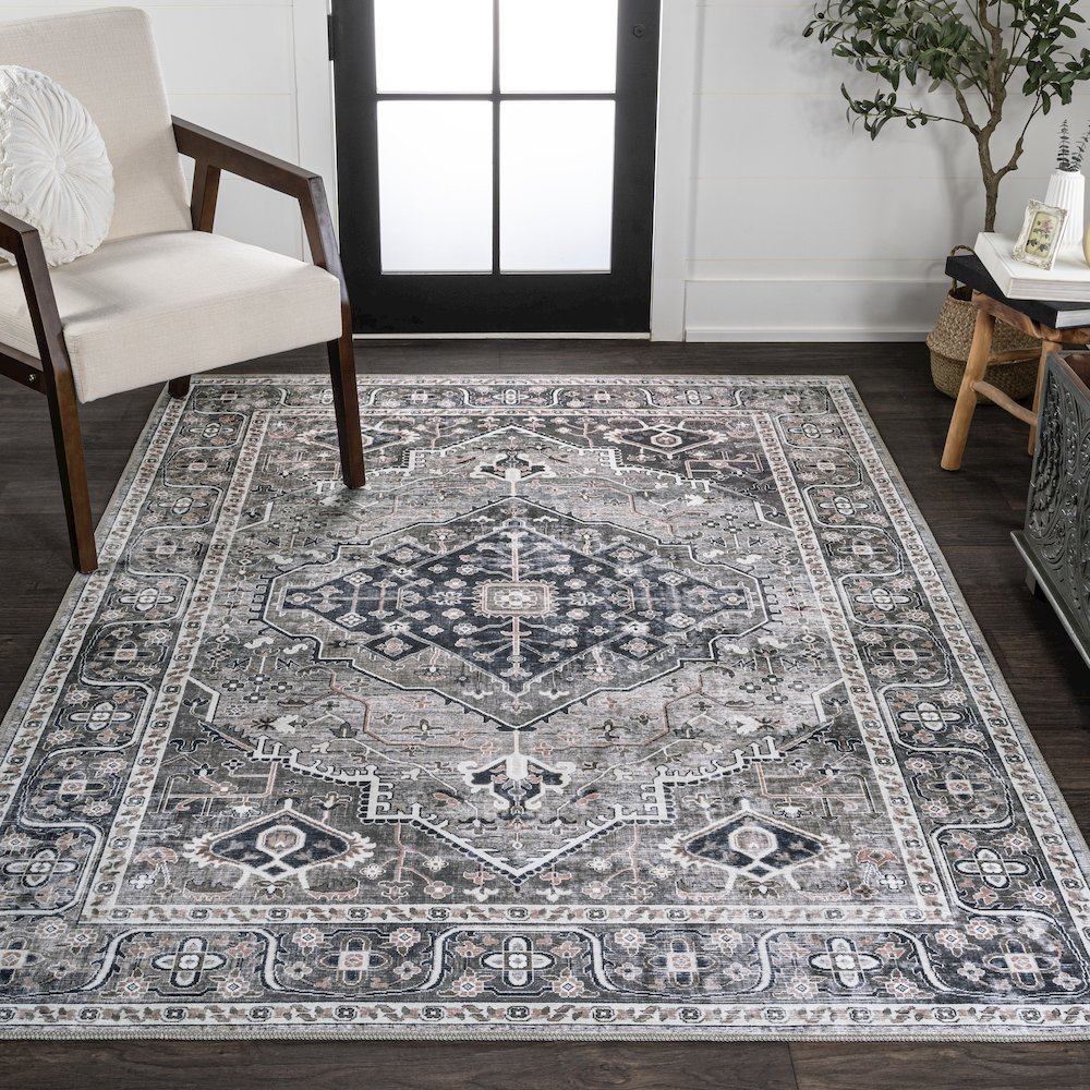 Alacati Ogee Medallion Machine-Washable Area Rug