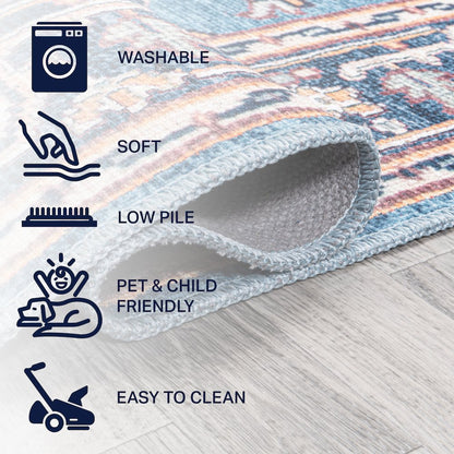 Cirali Ornate Large Medallion Machine-Washable Runner Rug