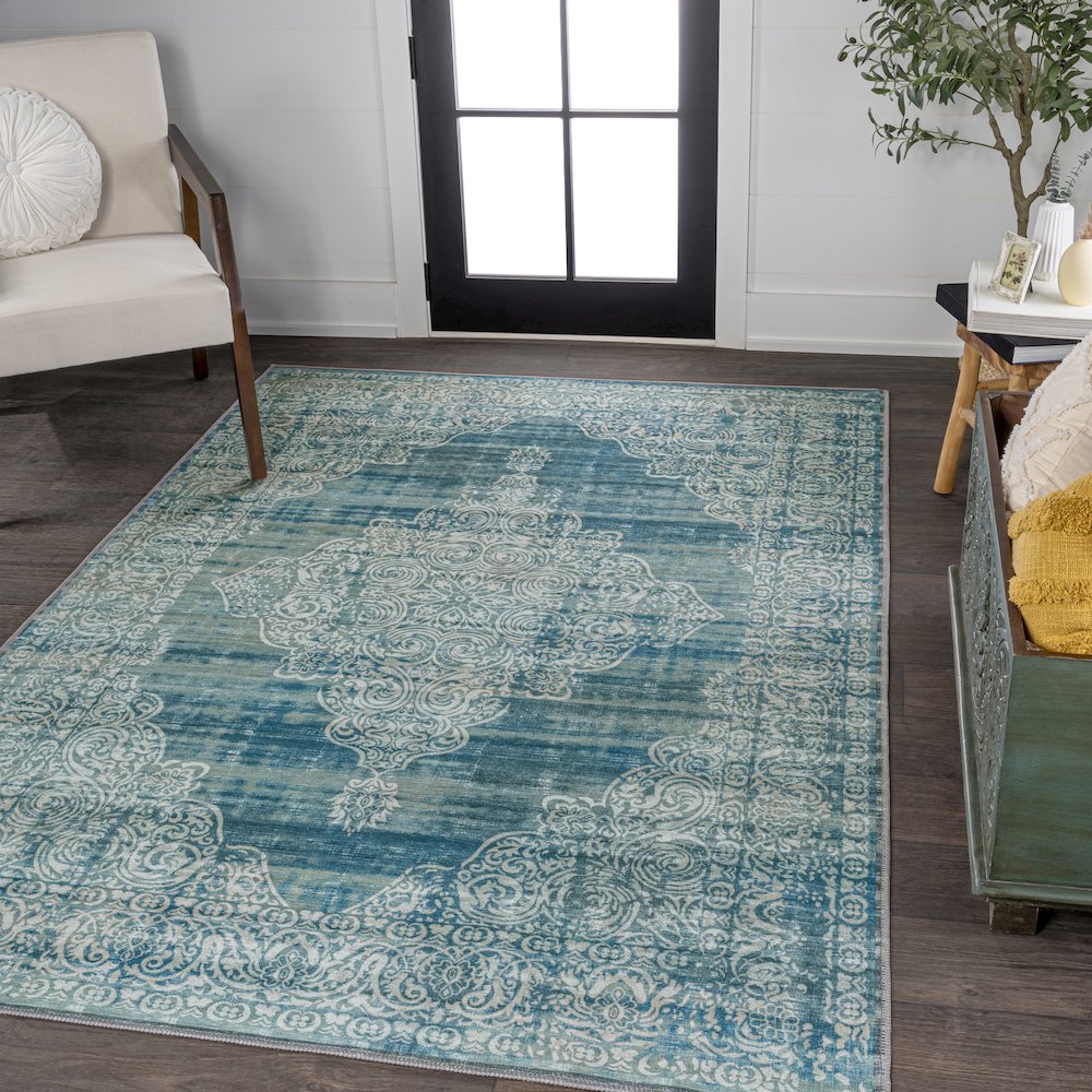 Regis Bohemian Medallion Machine-Washable Area Rug