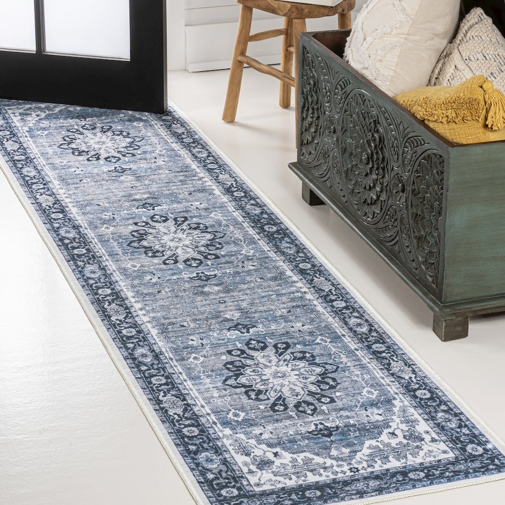 Asa Ornate Medallion Machine-Washable Runner Rug
